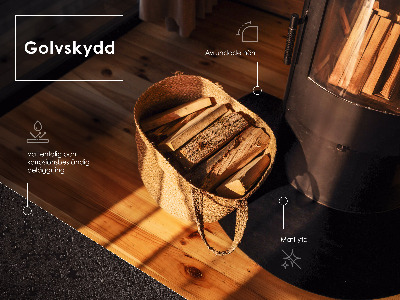 Kvartscirkelformat golvskydd till eldstäder Svart i plåt