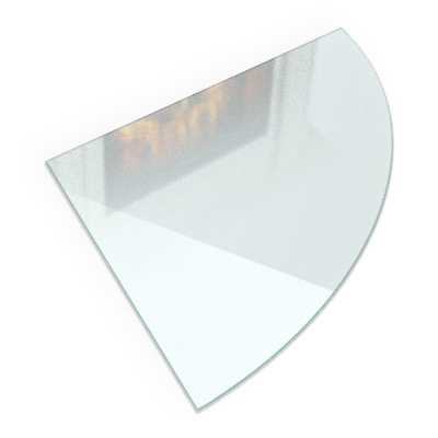 Glasskiva under braskamin Kvartsrund semitransparent