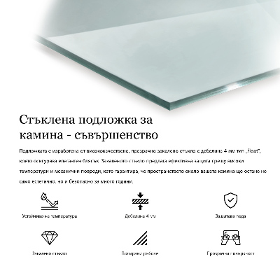 Glasskiva under braskamin hexagonal transparent