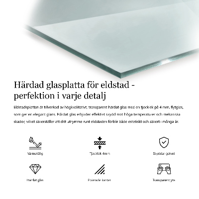 Glasskiva under braskamin hexagonal transparent
