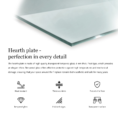 Glasskiva under braskamin hexagonal transparent