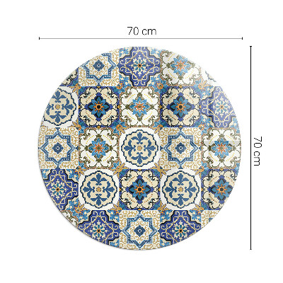 Glasskiva under braskamin rund Mosaikmönster med blommor