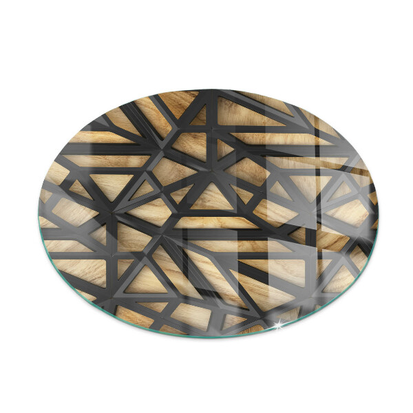 Glasskiva under braskamin rund Geometri med trä