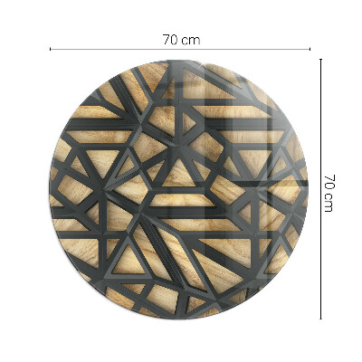 Glasskiva under braskamin rund Geometri med trä