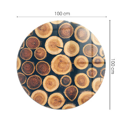 Glasskiva under braskamin rund Låda med sågat trä