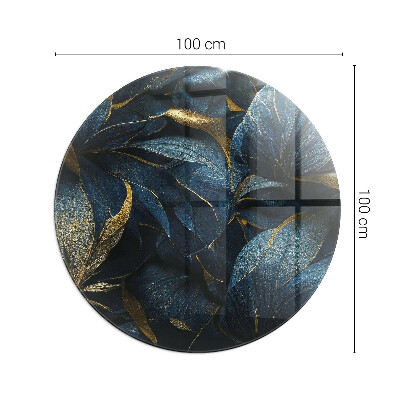 Glasskiva under braskamin rund Eleganta blad i textur