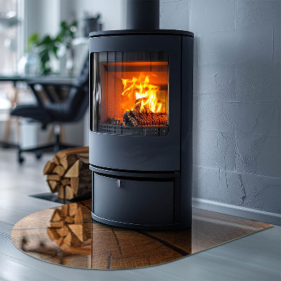 Glasskiva under kamin halvoval Träådring i tvärsnitt