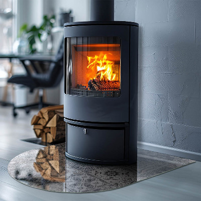 Glasskiva under kamin halvoval Dekorativa kakelmönster