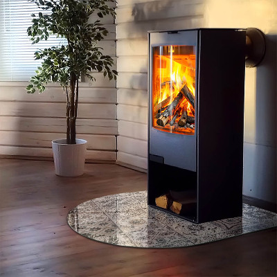 Glasskiva under kamin halvoval Dekorativa kakelmönster