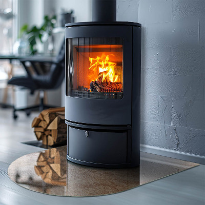 Glasskiva under kamin halvoval Naturstensstruktur