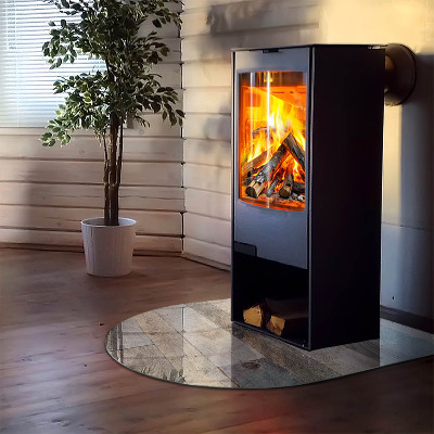 Glasskiva under kamin halvoval Brädor i olika nyanser