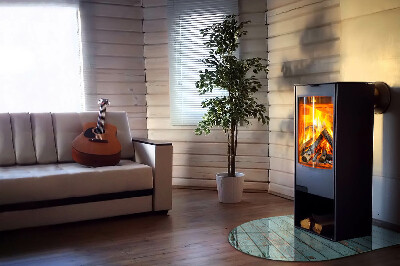 Glasskiva under kamin halvoval Rustika brädor