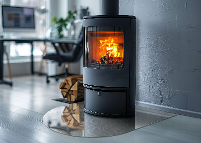 Glasskiva under kamin halvoval Elegant växtmönster