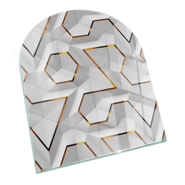 Glasskiva under kamin halvoval Geometriskt 3D-mönster