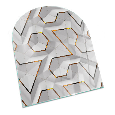 Glasskiva under kamin halvoval Geometriskt 3D-mönster