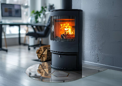 Glasskiva under kamin halvoval Geometriskt 3D-mönster