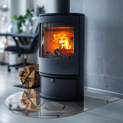 Glasskiva under kamin halvoval Geometriskt 3D-mönster