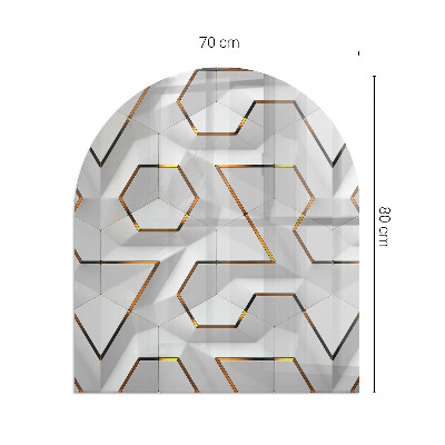 Glasskiva under kamin halvoval Geometriskt 3D-mönster