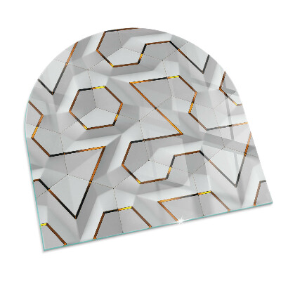 Glasskiva under kamin halvoval Geometriskt 3D-mönster