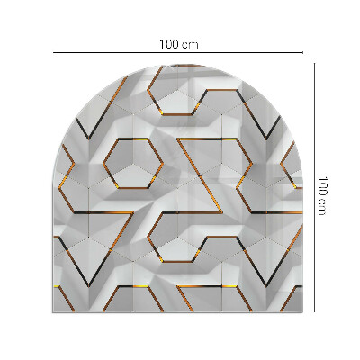 Glasskiva under kamin halvoval Geometriskt 3D-mönster