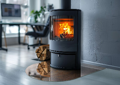Glasskiva under kamin halvoval Roststruktur på bakgrunden