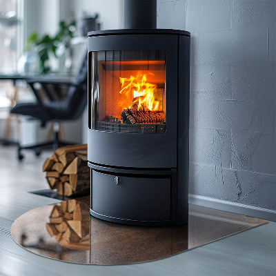 Glasskiva under kamin halvoval Roststruktur på bakgrunden