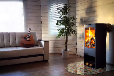 Glasskiva under kamin halvoval Polygonala mönster i ett rutnät