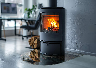 Glasskiva under kamin halvoval Blommönster med fjärilar