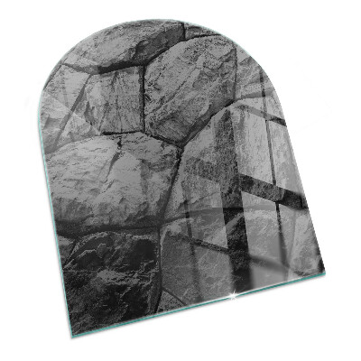 Glasskiva under kamin halvoval Naturstensmönster