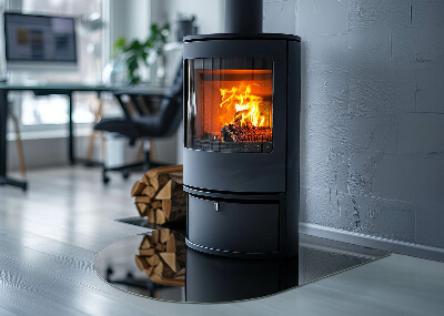 Glasskiva under kamin halvoval Färg Mörk grafit