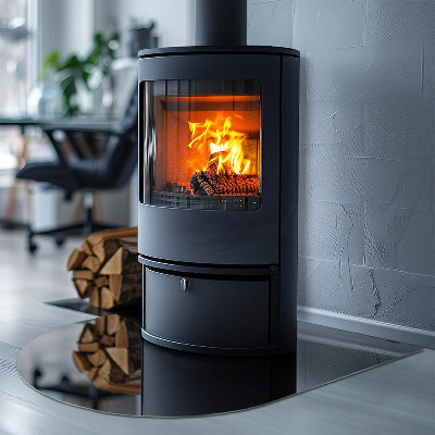 Glasskiva under kamin halvoval Färg Mörk grafit