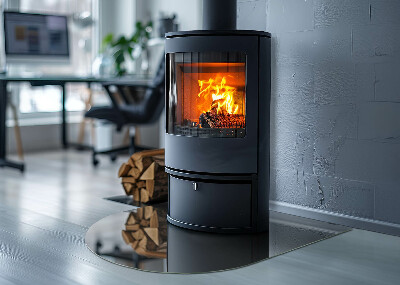 Glasskiva under kamin halvoval Färg Gråbrun