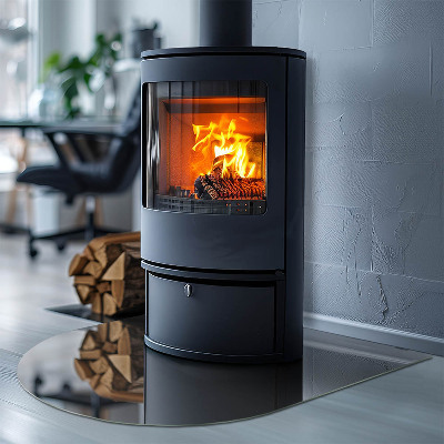 Glasskiva under kamin halvoval Färg Gråbrun