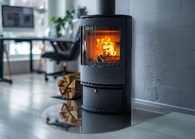 Glasskiva under kamin halvoval Färg Mörkblå