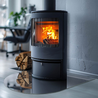Glasskiva under kamin halvoval Färg Mörkblå
