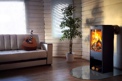 Glasskiva under kamin halvoval Färg Mörkblå