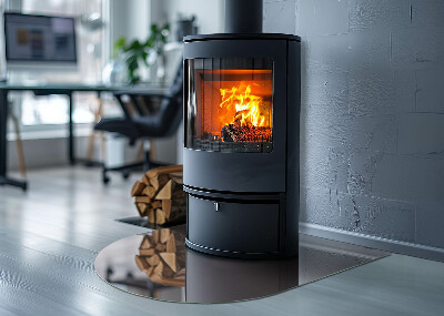 Glasskiva under kamin halvoval Färg Beige