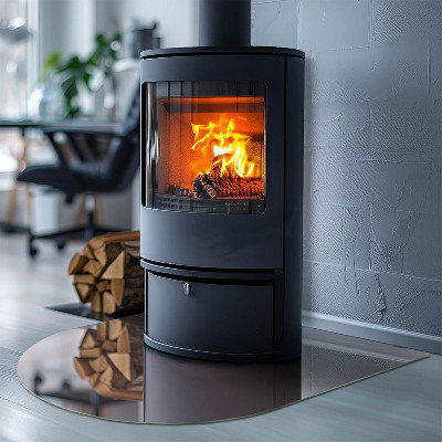 Glasskiva under kamin halvoval Färg Beige