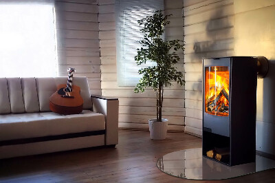 Glasskiva under kamin halvoval Färg Beige