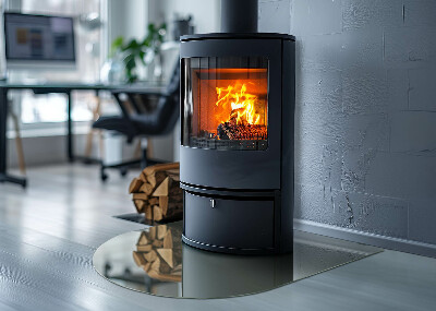 Glasskiva under kamin halvoval Färg grågrön