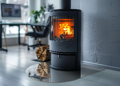 Glasskiva under kamin halvoval Färg Grå