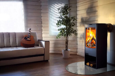 Glasskiva under kamin halvoval Färg Grå