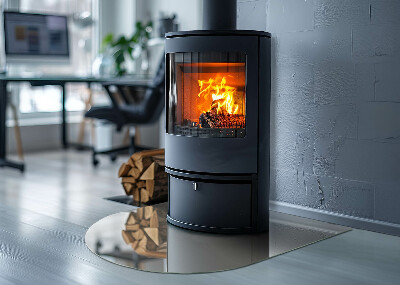 Glasskiva under kamin halvoval Färg Ljus Kräm