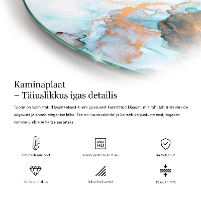 Glasskiva under kamin halvoval Färg Ljusbrun