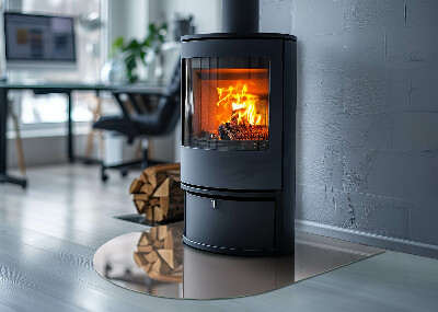 Glasskiva under kamin halvoval Färg Ljusbrun