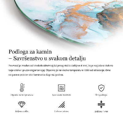 Glasskiva under kamin halvoval Färg Ljusbrun