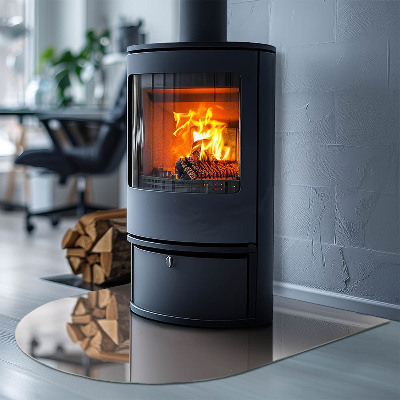 Glasskiva under kamin halvoval Färg Ljusbrun