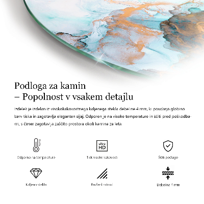 Glasskiva under kamin halvoval Färg Ljusbrun