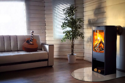 Glasskiva under kamin halvoval Färg Ljusbrun