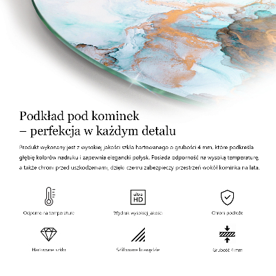 Glasskiva under kamin halvoval Färg Ljusbrun